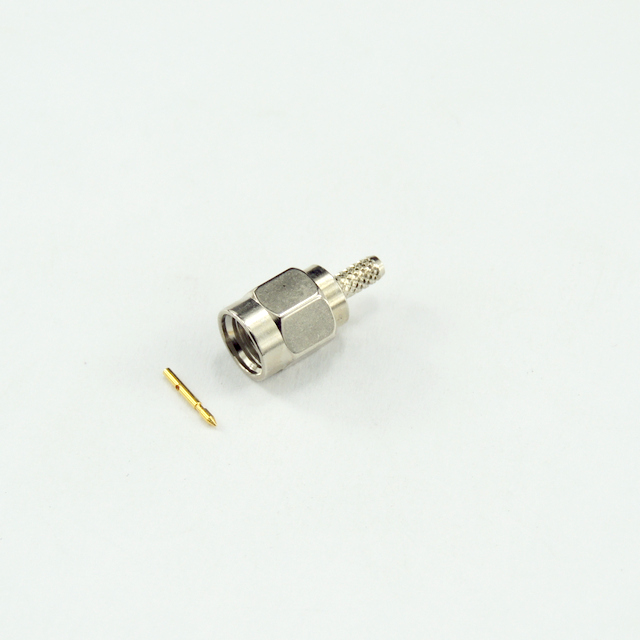 SMA plug straight crimp connector for LMR100A-UF cable 50 ohm 5MAM11S-A02