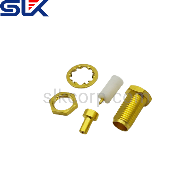 RP SMA jack straight crimp connector for ¢1.13 cable bulkhead rear mount 50 ohm 5RMAF15S-A60-003