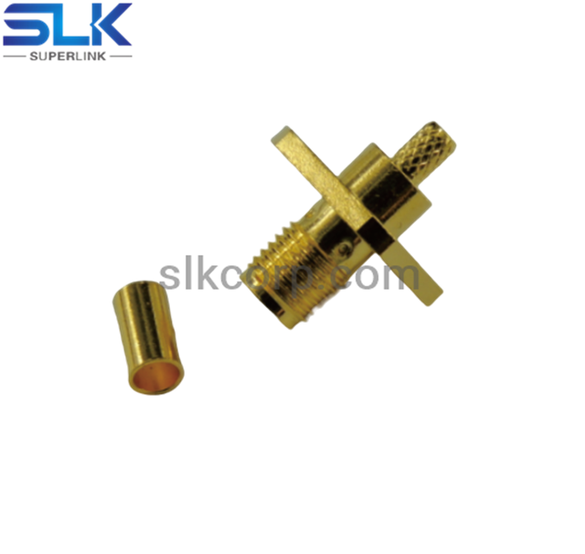 SMA jack straight crimp connector for RG178B RG196/U cable 2 holes flange 50 ohm 5MAF81S-A03-003